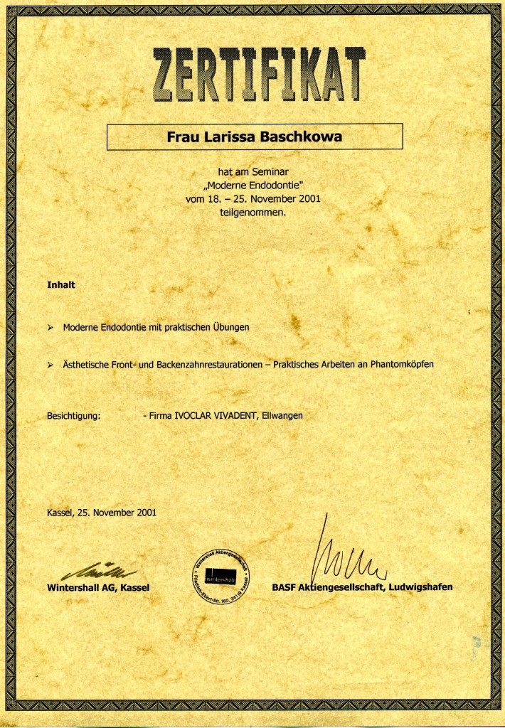 hat am Seminar "Moderne Endodontie"